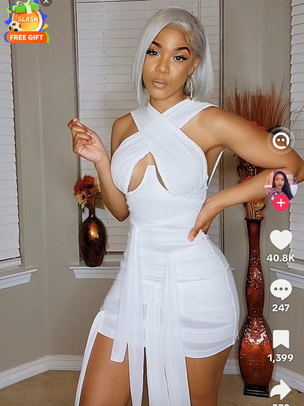 PrettyLittleThing White Crisscross Cutout Mini Dress